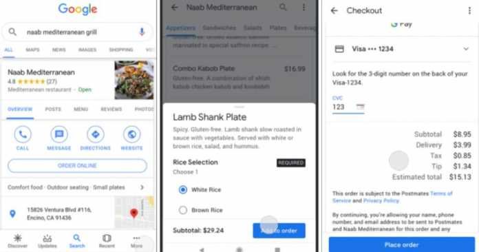 Google Allows Order Food Directly From Search Results