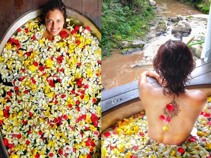 Amala Paul Healing Bath Pictures