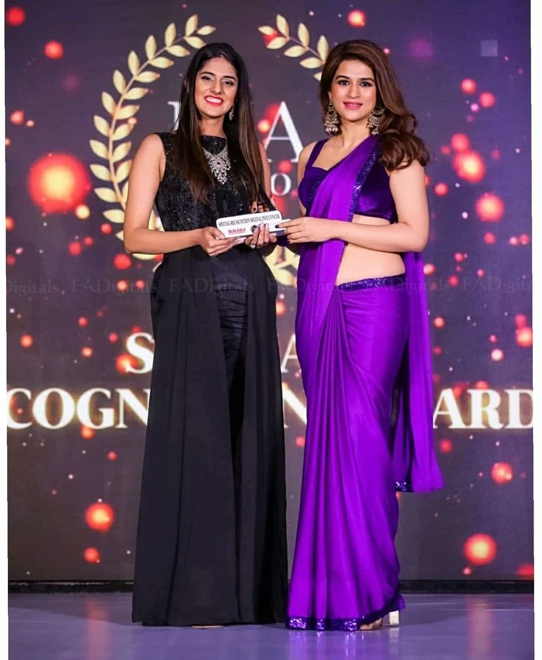 Shraddha das purple saree stills from digital influencer awards in hyderabad