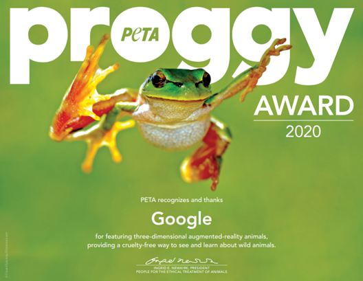 Google Nabs PETA Proggy Award For 3D Animal AR Feature