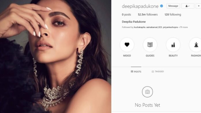 Deepika padukone deleted all posts on her twitter and instagram account