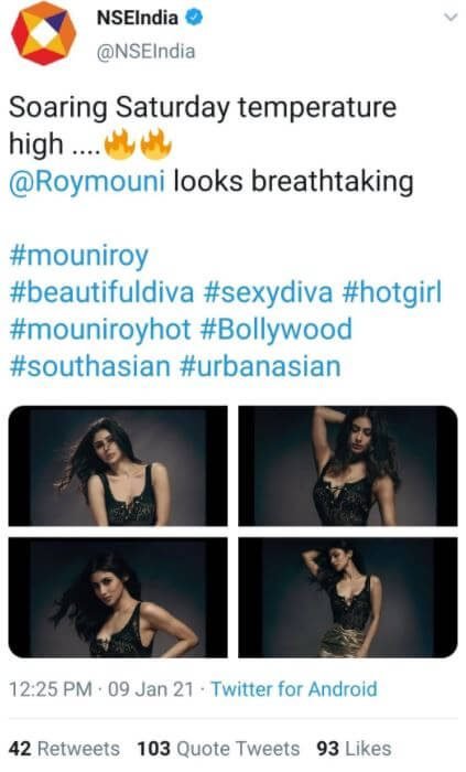 NSE India Twitter shares Mouni Roy Sensuous Photos Nse india twitter shares mouni roy sensuous photos