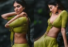 Actress malavika mohanan sizzling in green outfits looks aesthetic