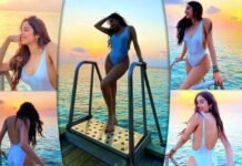 Actress janhvi kapoor swimsuit pictures at maldives