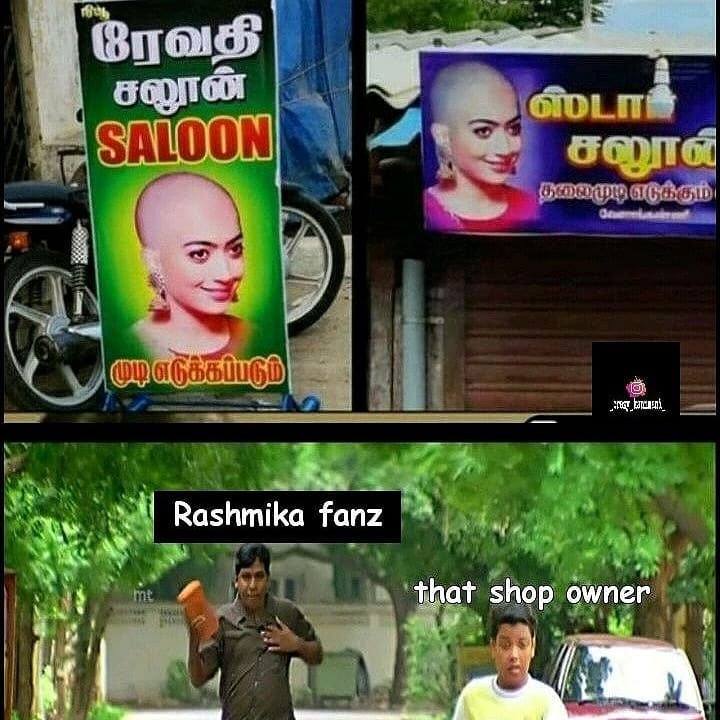 rashmika mandanna bald head pictures 