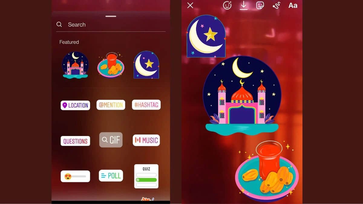 Instagram ramadan stickers on stories