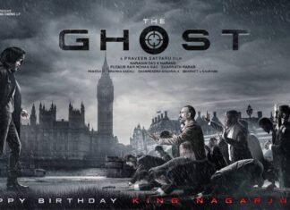 The ghost first look poster nagarjuna holding a blood stained sword