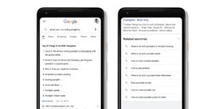 Continuous scrolling to mobile search results